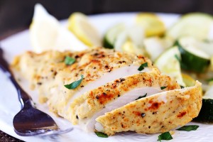 Hummus Crusted Chicken 33 grams of delicious protein!